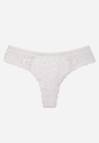 Jasnoszare Majtki Stringi z Subtelną Koronką z Bawełną Adriedah