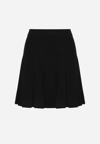 Czarna Plisowana Spódnica z Wiskozą z Wysokim Stanem Nesadoe
