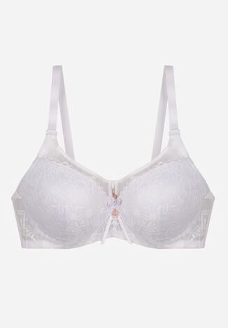 Biały Biustonosz z Koronką i Transparentną Wstawką Heliphine