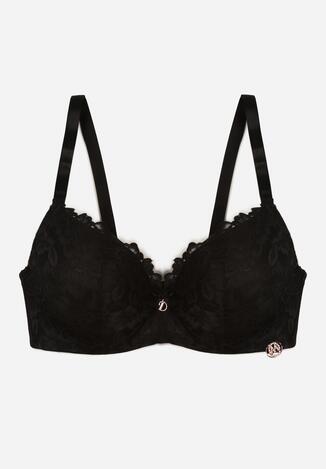 Czarny Koronkowy Biustonosz z Kokardką Nealenia