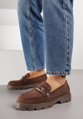 Brązowe Mokasyny Ozdobione Klamrą Wildbluff