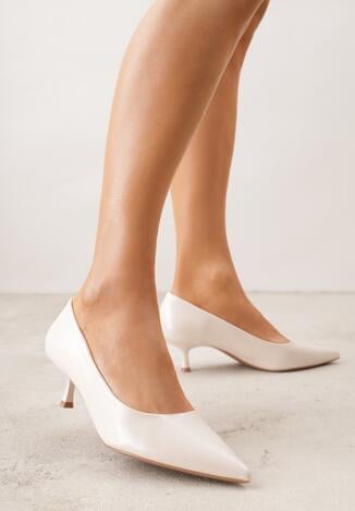 Beżowe Czółenka na Obcasie Typu Kaczuszka Hollybloom