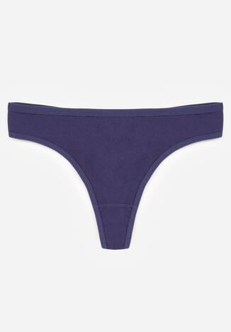 Granatowe Majtki Typu Stringi z Bawełną Asoia