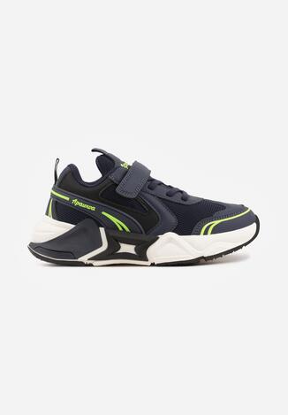 Granatowe Buty Sportowe Sneakersy z Geometrycznym Motywem Hythia