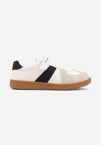 Beżowo-Czarne Buty Sportowe Sneakersy w Stylu Tenisówek Aurarenna