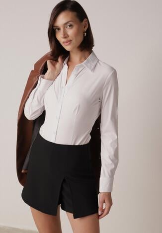 Czarne Spódnico-Szorty z Wysokim Stanem Zdobione Rozcięciem Crethoesa