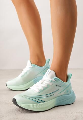 Zielone Sneakersy na Grubej Podeszwie z Geometrycznym Wzorem Loraella