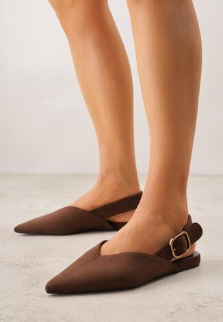 Brązowe Sandały z Ozdobnym Wycięciem i Odkrytą Piętą Naitheis