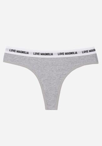 Szare Majtki Typu Stringi z Bawełną i Napisami Veza