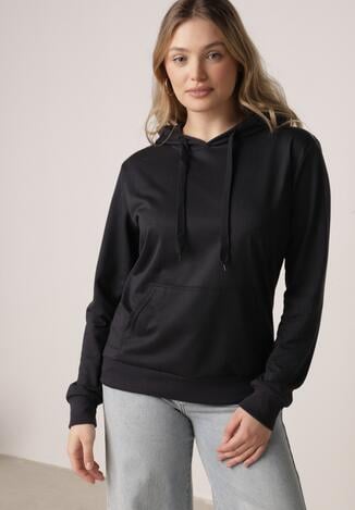 Granatowa Bluza Zakładana przez Głowę z Kapturem i Kieszenią Typu Kangur Roveria