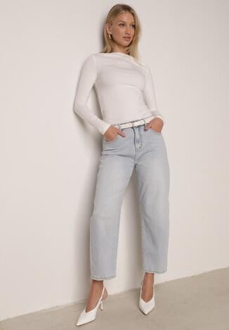 Niebieskie Jeansy z Bawełną o Fasonie Mom Fit z Wysokim Stanem Vrenes