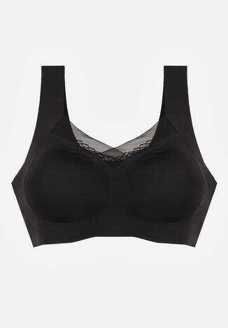 Czarny Biustonosz Sportowy z Siateczką i Usztywnionymi Miseczkami Zerirae