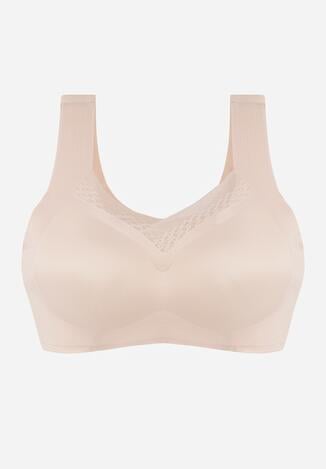 Beżowy Biustonosz Sportowy z Siateczką i Usztywnionymi Miseczkami Zerirae