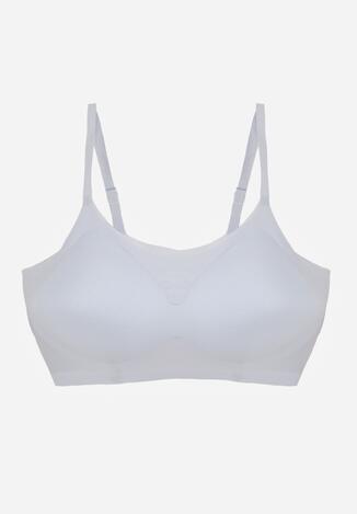 Niebieski Bezszwowy Biustonosz Bez Fiszbin z Usztywnianymi Miseczkami Leavessa