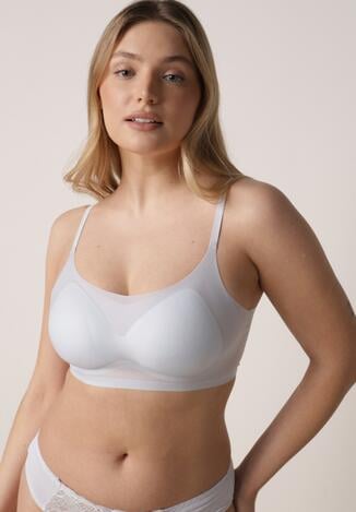 Niebieski Bezszwowy Biustonosz Bez Fiszbin z Usztywnianymi Miseczkami Leavessa