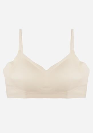 Jasnobeżowy Bezszwowy Biustonosz Bez Fiszbin z Elastycznego Materiału Edalith