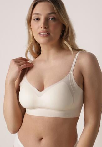 Jasnobeżowy Bezszwowy Biustonosz Bez Fiszbin z Elastycznego Materiału Edalith