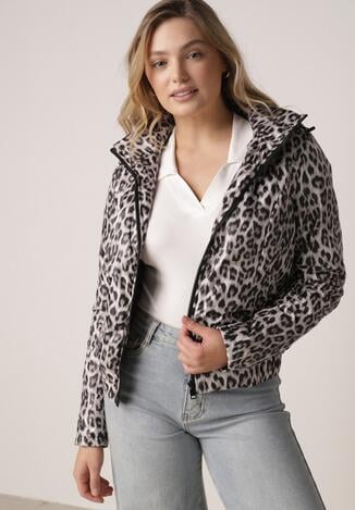 Panterkowa Kurtka Przejściowa w Panterkę z Odpinanym Kapturem Antolea