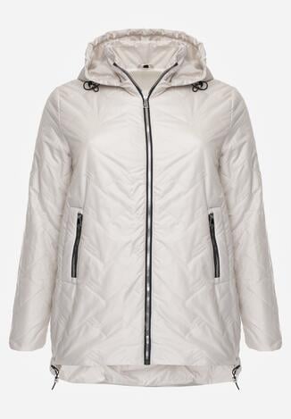 Jasnoszara Przejściolwa Pikowana Kurtka z Odpinanym Kapturem Nevistta