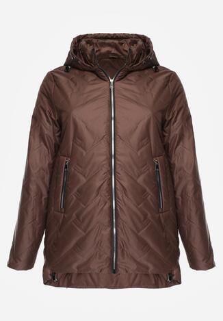 Brązowa Przejściolwa Pikowana Kurtka z Odpinanym Kapturem Nevistta