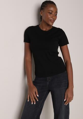 Czarny Bawełniany T-shirt w Klasycznym Stylu Nedila