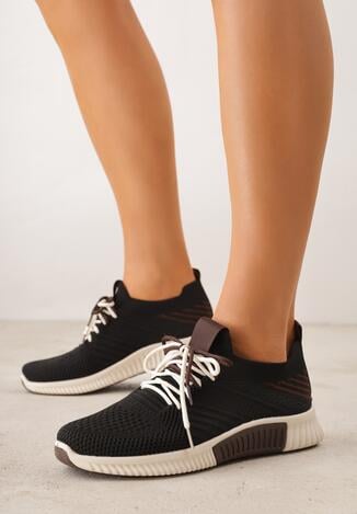 Czarne Sneakersy z Podwójnym Sznurowaniem Fontarin
