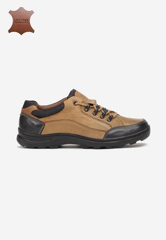 Camelowe Skórzane Buty Sportowe Brizeli