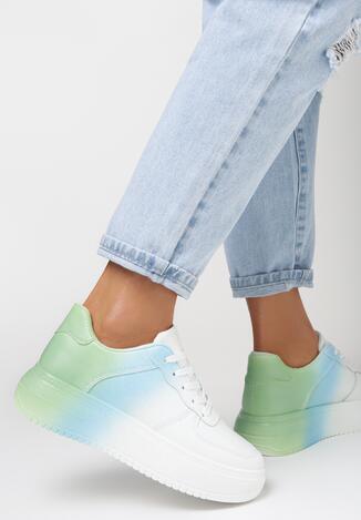 Biało-Zielone Sneakersy Endaris