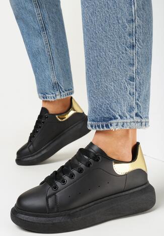 Czarno-Złote Sneakersy Sondos
