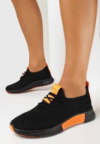 Czarno-Pomarańczowe Buty Sportowe Refika