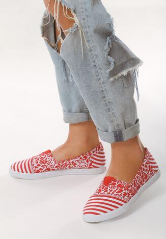 Czerwone Slip On Cosy Glitter