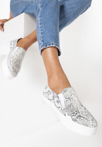 Białe Slip On White Slip On Snake Pattern