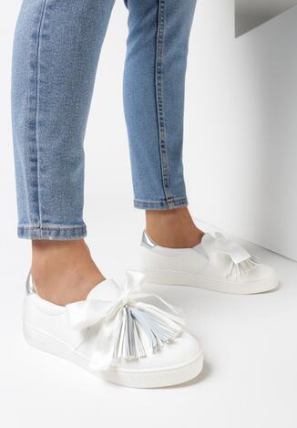 Biało-Niebieskie Slip On Peekaboo