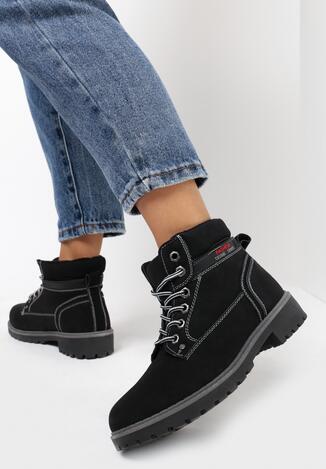 Czarne Traperki Fashion Casual