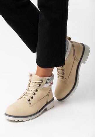 Beżowe Traperki Fashion Casual