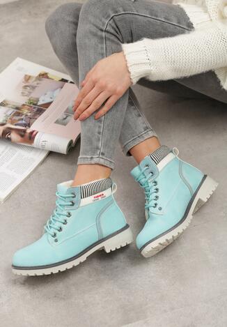 Niebieskie Traperki Fashion Casual