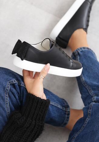 Czarne Buty Sportowe Sparkling Bowknot