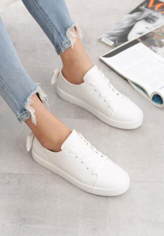 Białe Buty Sportowe Sparkling Bowknot