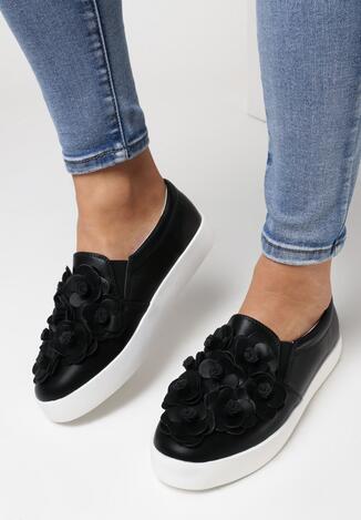 Czarne Slip On Flower Show