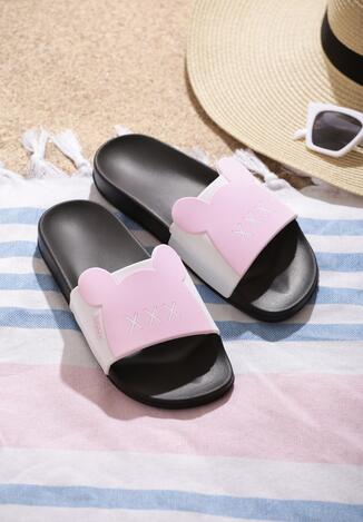 Biało-Różowe Klapki Minnie's Shoes