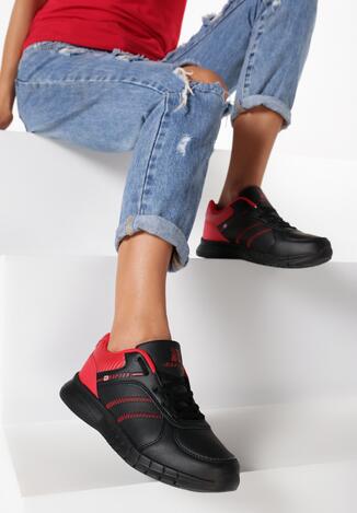 Czarno-Czerwone Buty Sportowe Look Lovely
