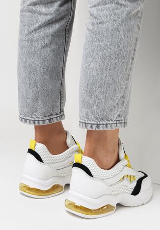 Biało-Żółte Sneakersy Natural Glisten