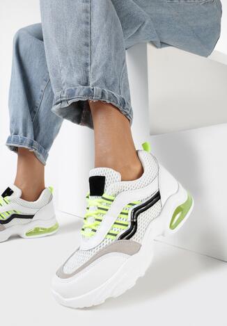Biało-Limonkowe Sneakersy Natural Glisten