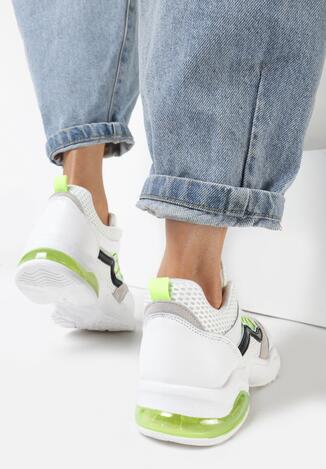 Biało-Limonkowe Sneakersy Natural Glisten