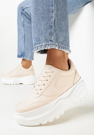 Beżowe Sneakersy Nude Mood