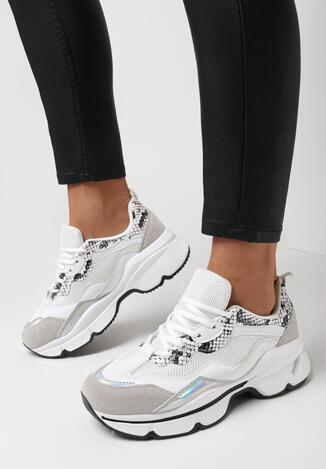 Białe Wężowe Sneakersy Hot Snow