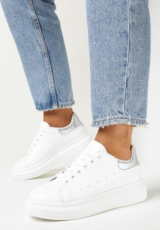 Sneakers Alb cu argintiu