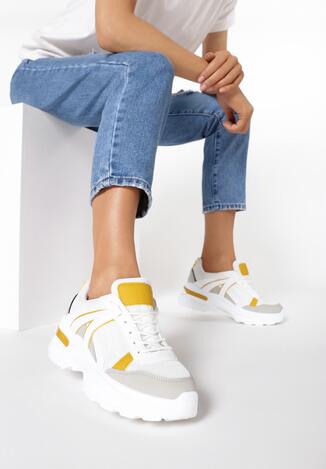 Biało-Żółte Sneakersy Molmellia