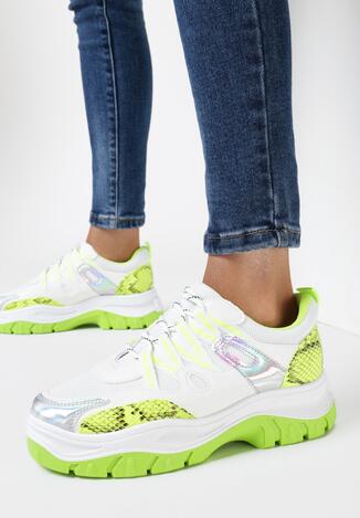 Biało-Limonkowe Sneakersy Foggyvine