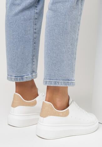 Biało-Beżowe Sneakersy na Grubej Podeszwie Hypnotic